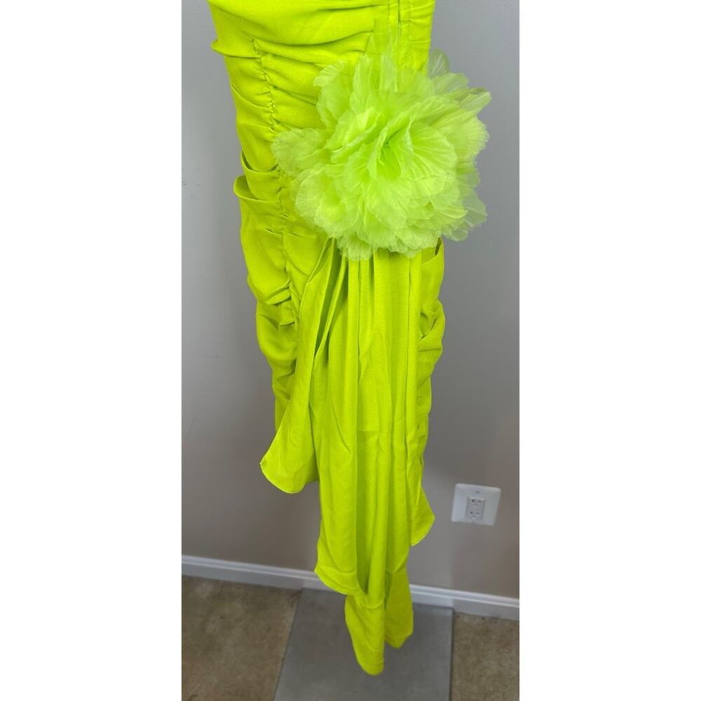 FOR LOVE & LEMONS Lorlai Ruched Rosette Train Green Mini Dress Size XS - Picture 6 of 9